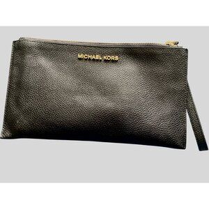 Michael Kors Jet Set Travel Large Pebbled Leather Wristlet Pouch Black